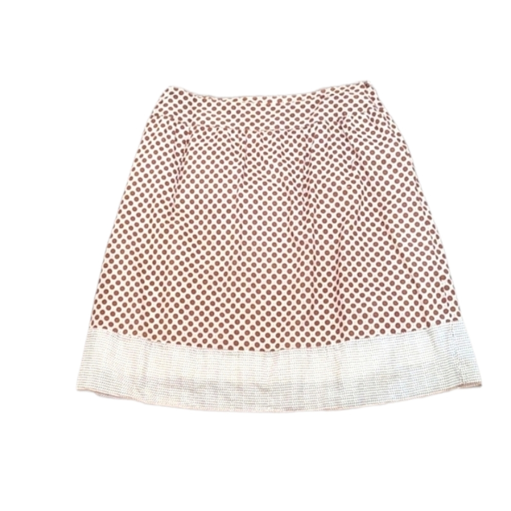 BCX Brown & White Knee Length Skater Skirt